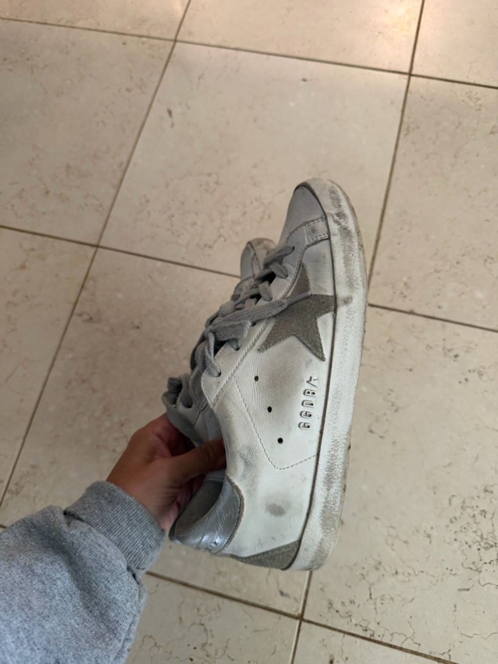 Golden Goose White and Silver Super-Star Sneakers - Picture 2 of 4